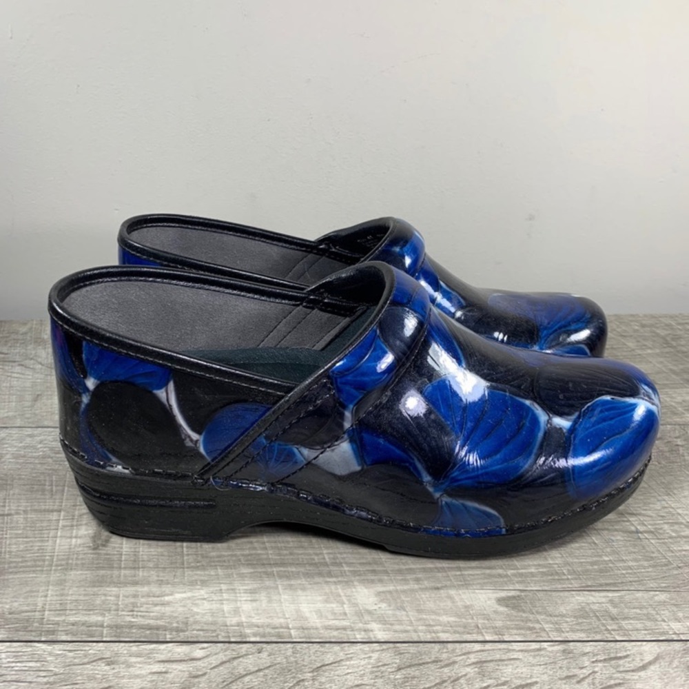 Dansko Professional Marbled Blue Leather Women's Clogs Shoes Mules Size 10.5-11 - Picture 2 of 9